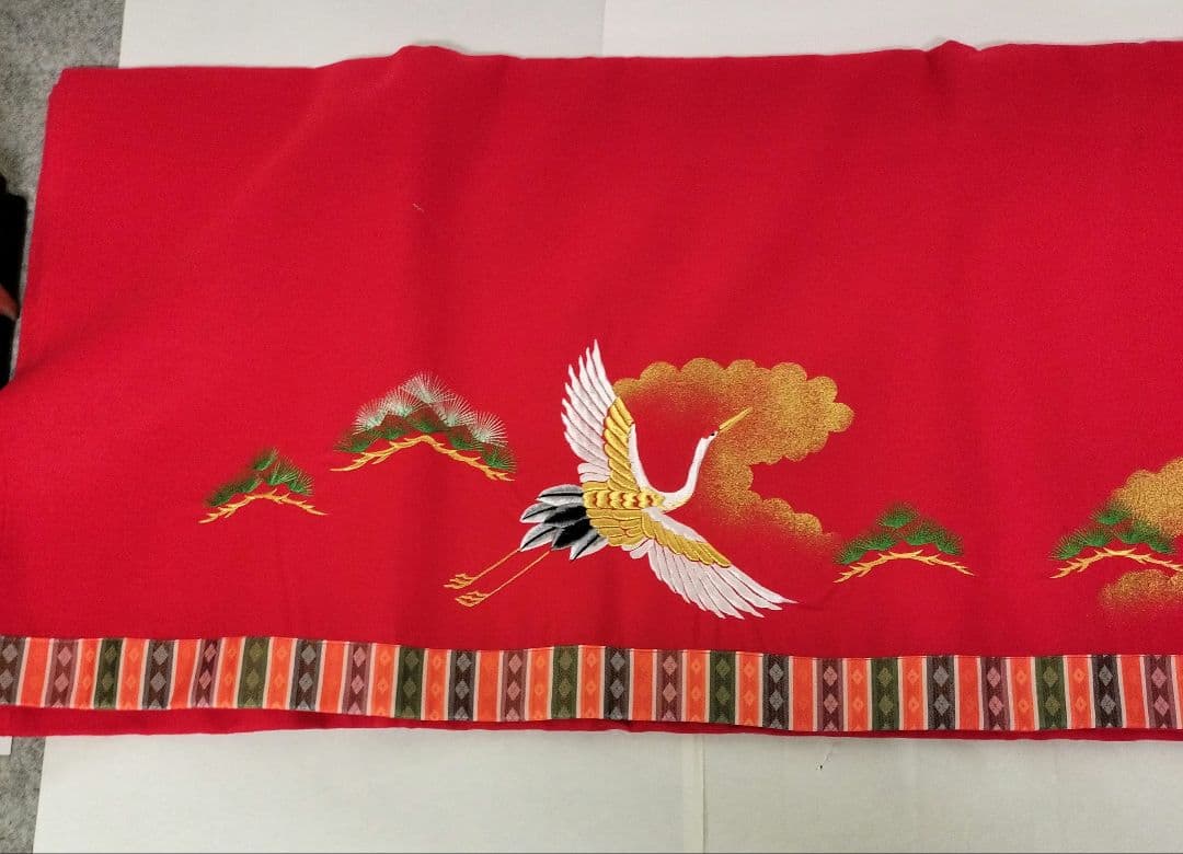 毛氈　45×7段　刺繍　松鶴