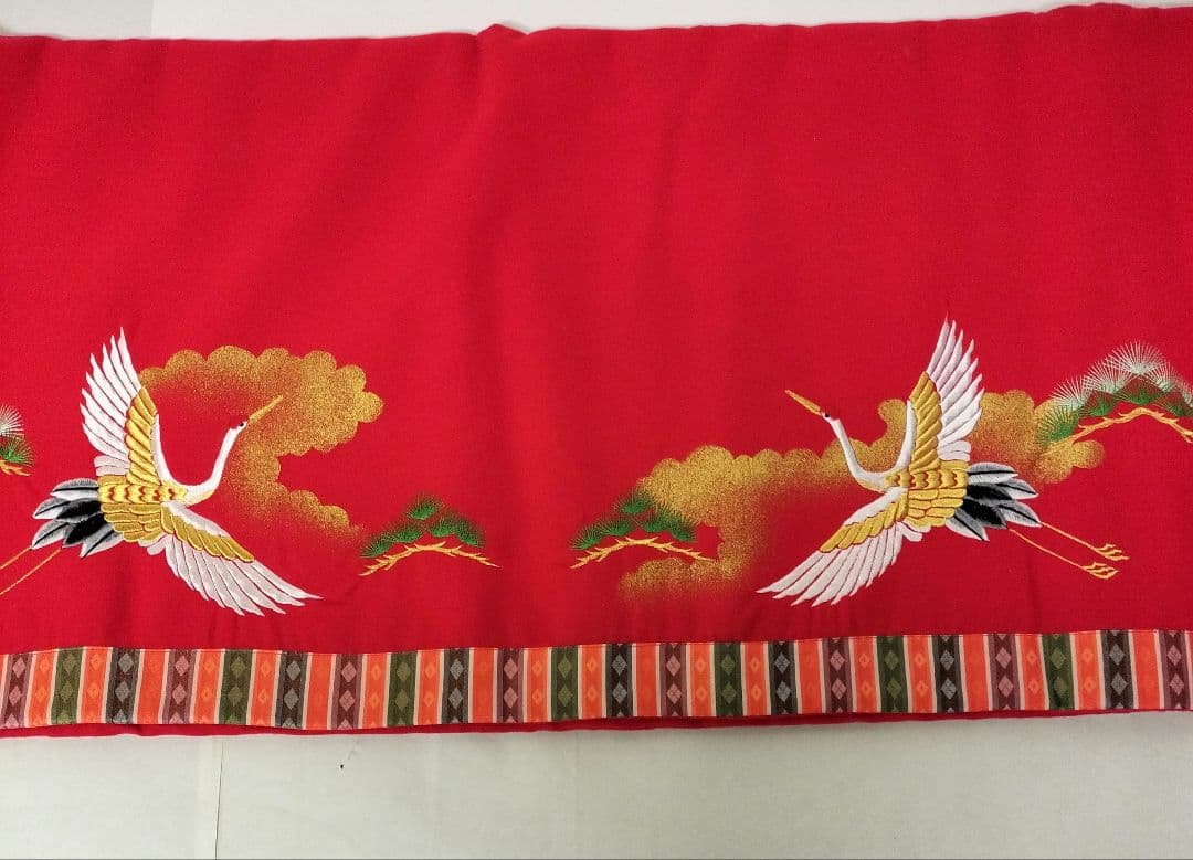 毛氈　45×7段　刺繍　松鶴