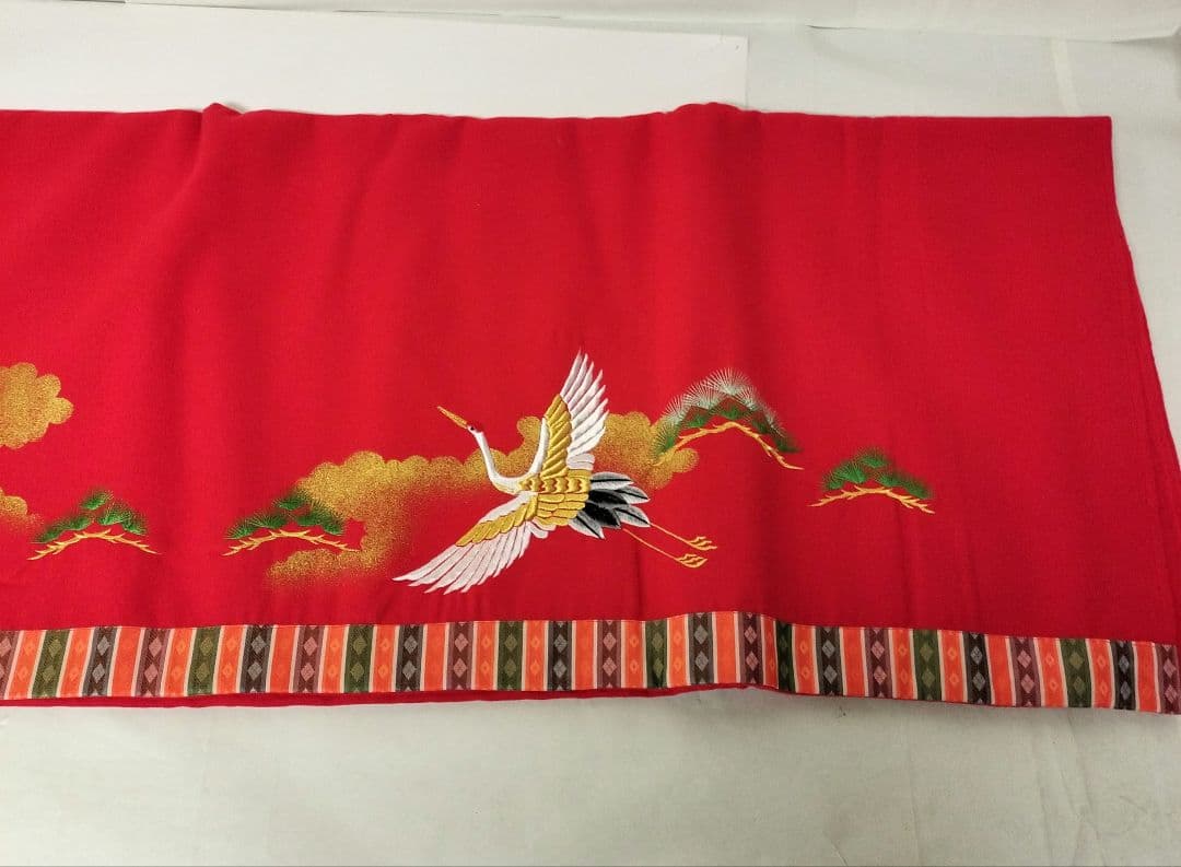 毛氈　45×7段　刺繍　松鶴