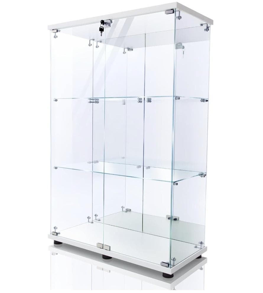 【訳あり・新品】3段ワイド 背面ミラータイプ ホワイト コレクションケース