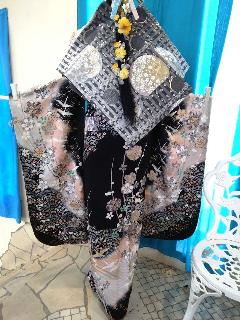 振袖フルセット、正絹振袖成人式、重ね衿帯揚げ帯締め、西陣袋帯、襦袢