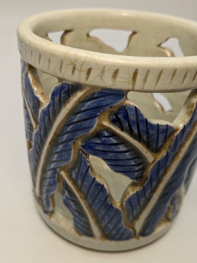 李朝 白磁染付筆筒 高麗白磁 李氏朝鮮 文房具 書道具 ペン立て 筆立て 置物