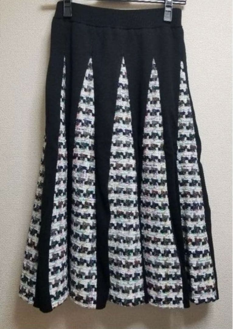 チェスティ　ツイードニットスカート黒