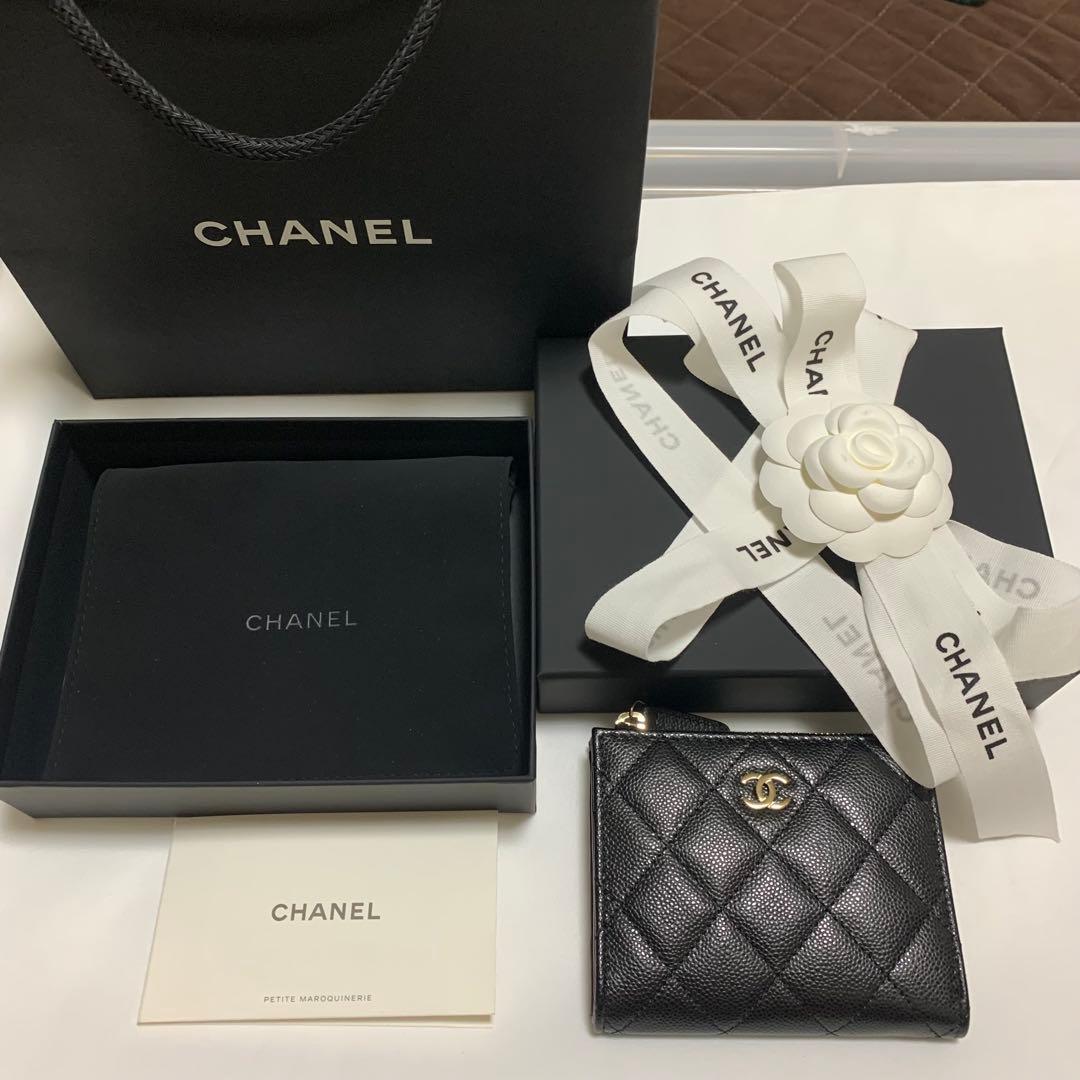 【新品】CHANEL ミニ財布 L字ファスナー キャリアスキン
