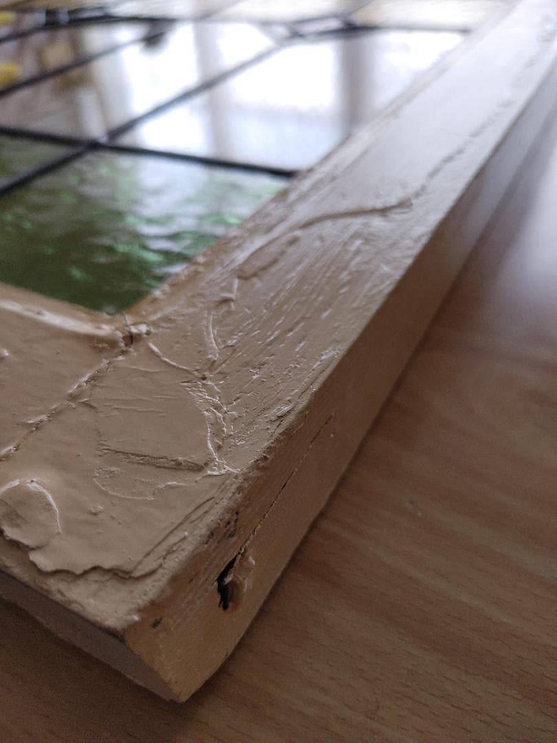 アンティーク　ステンドグラス窓枠　ｗ４８,８×h５１×ｄ4，2㎝