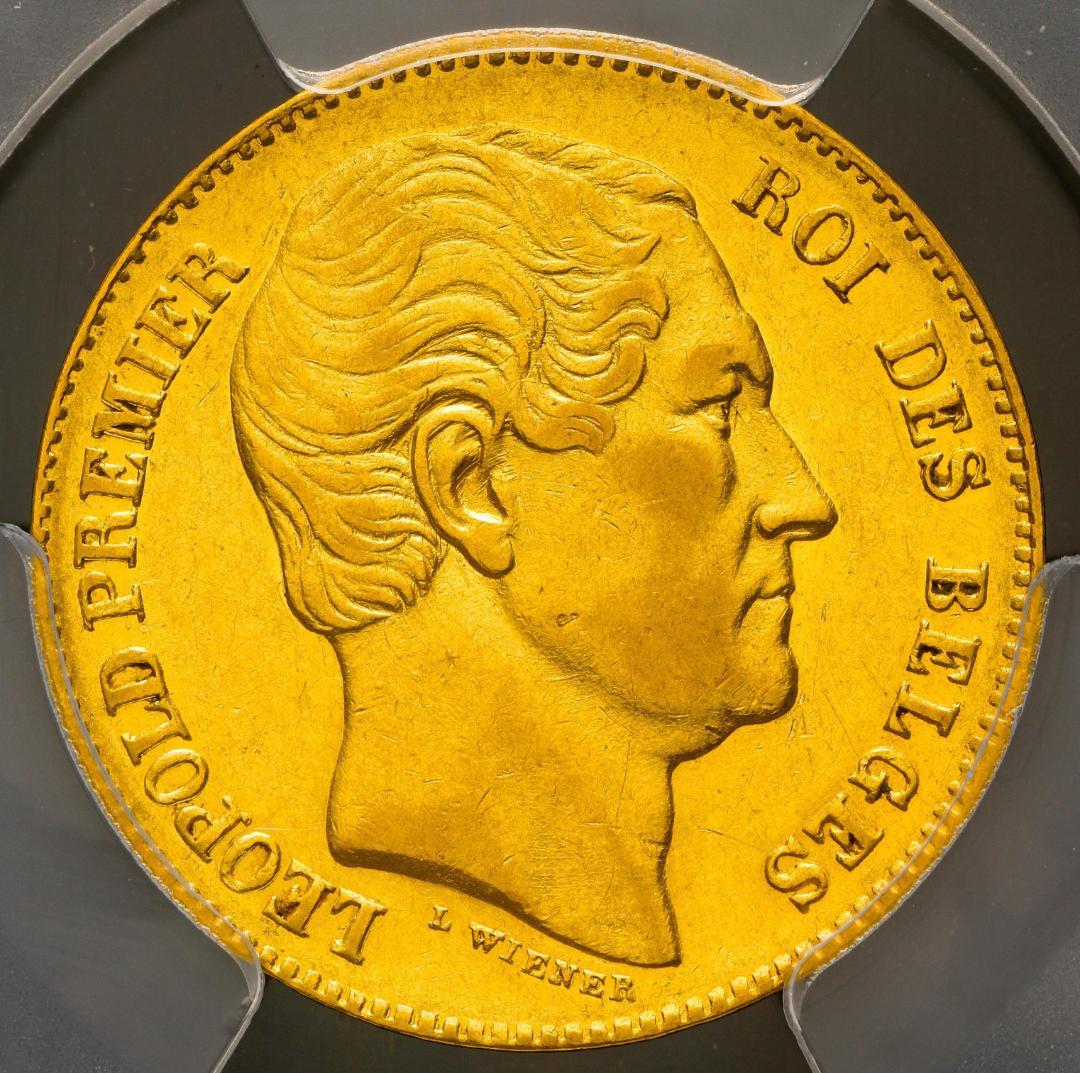 PCGS-AU50 ベルギー王国 20フラン 1865 レオポルド１世 金貨