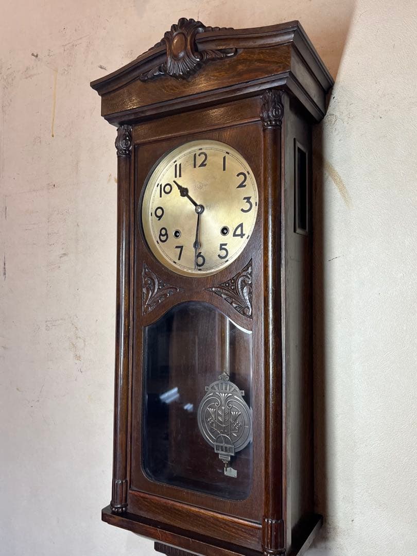 精工舎　デコ風合　柱時計　古時計　振り子　ゼンマイ　ボンボン　ユンハンス　レトロ