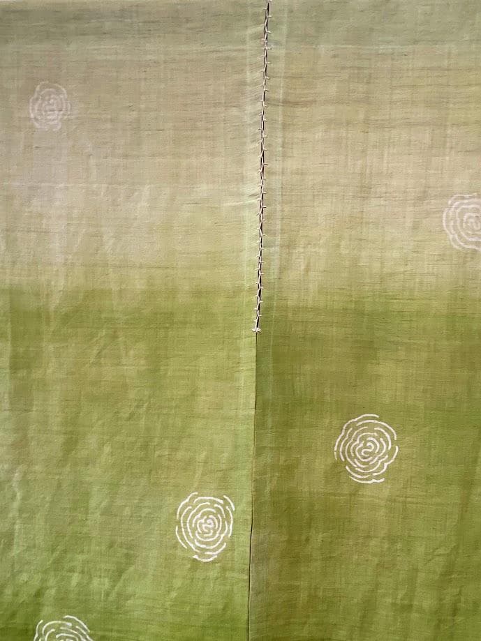 筒描き手染め暖簾【渦潮】麻のれん　巾80×181cm　本染　一点物　アンティーク