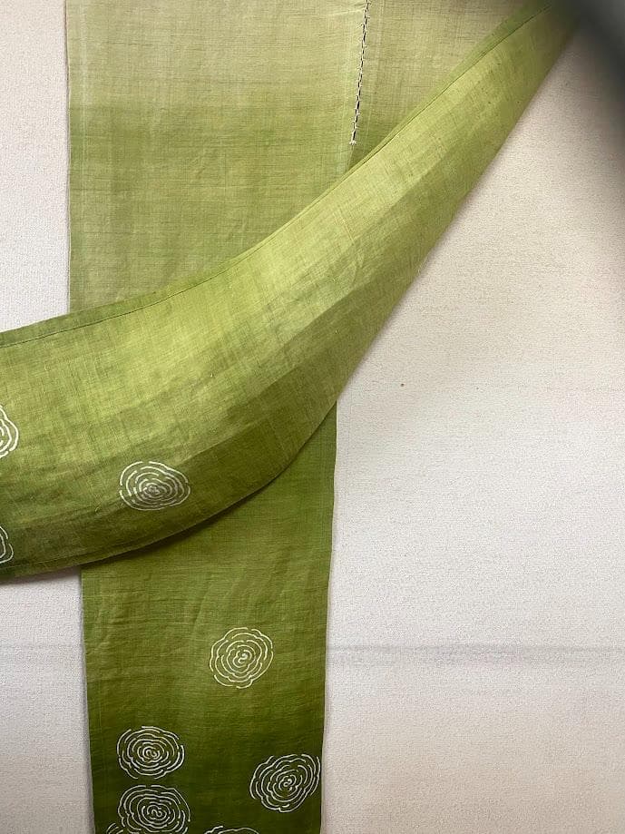 筒描き手染め暖簾【渦潮】麻のれん　巾80×181cm　本染　一点物　アンティーク