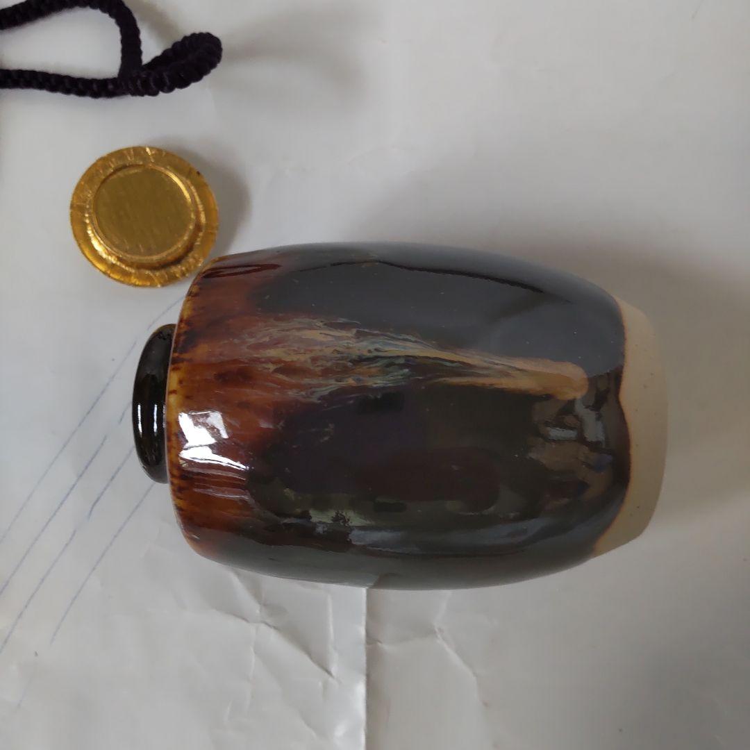 Kumi京都洛東 桶谷定一作 肩衝茶入仕覆嵯峨桐 共箱 茶入 新品 未使用