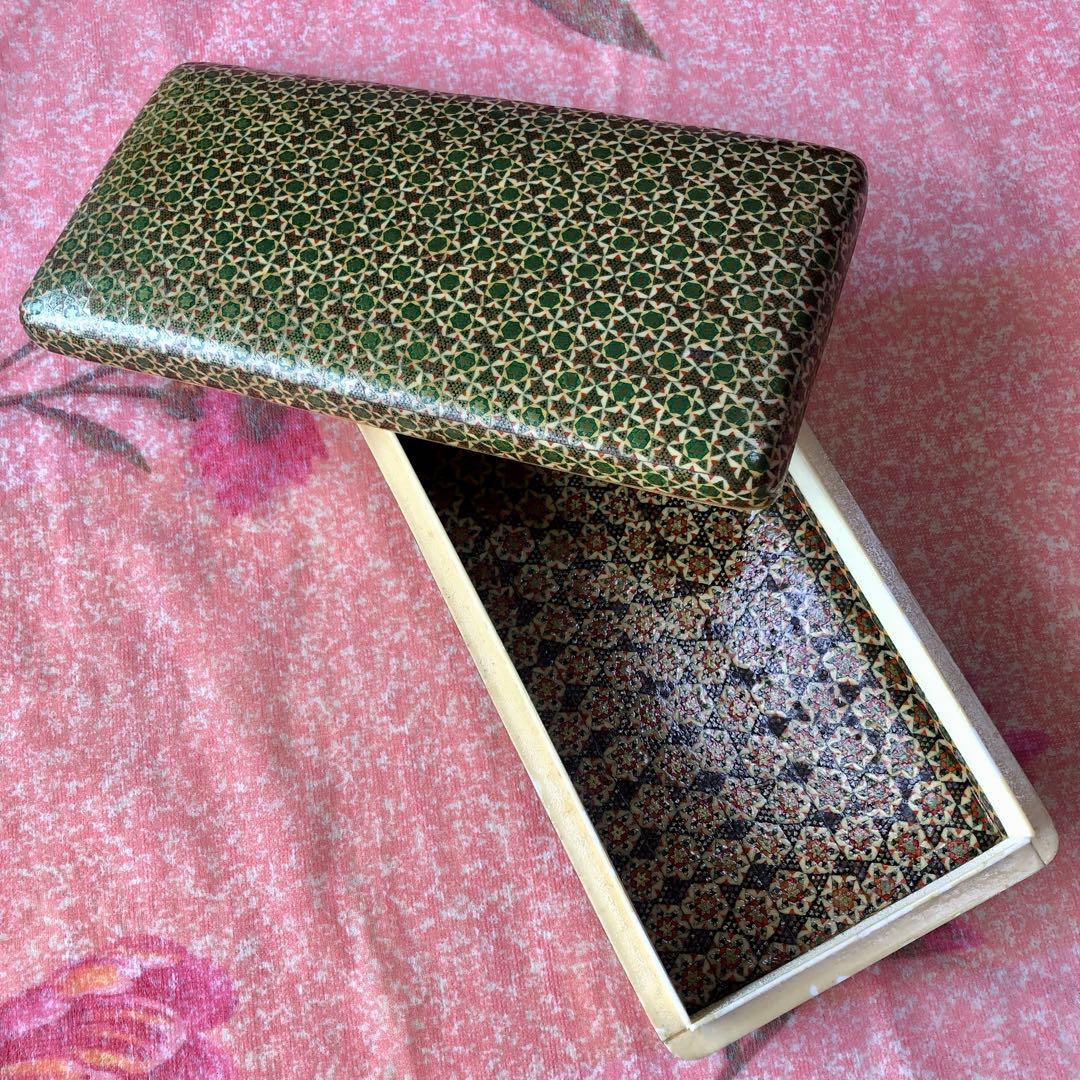 ③ ペルシャ 伝統工芸 ハータム カーリー 寄木細工 象嵌 ボックス 小物入れ