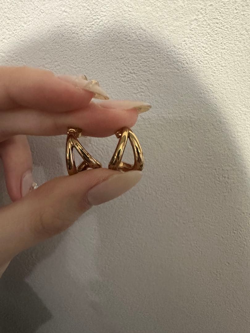 ★なーママ様★ダブルフープ ピアス イエローゴールド