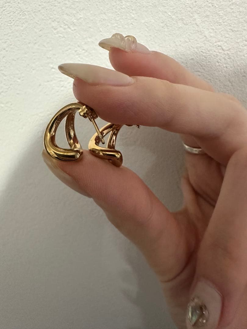 ★なーママ様★ダブルフープ ピアス イエローゴールド