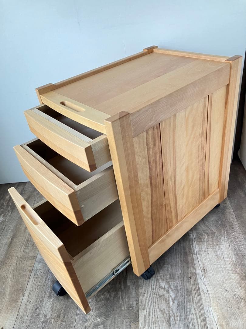 オークヴィレッジ　キャビネット　ワゴン　 天然木　無垢材