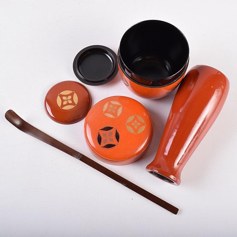 茶道具　雲錦蒔絵　利休茶箱　黒茶碗　七宝蒔絵　棗など　九点　一式　M　R8900