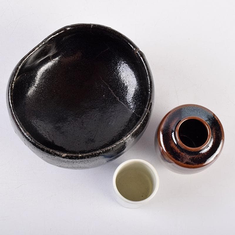 茶道具　雲錦蒔絵　利休茶箱　黒茶碗　七宝蒔絵　棗など　九点　一式　M　R8900