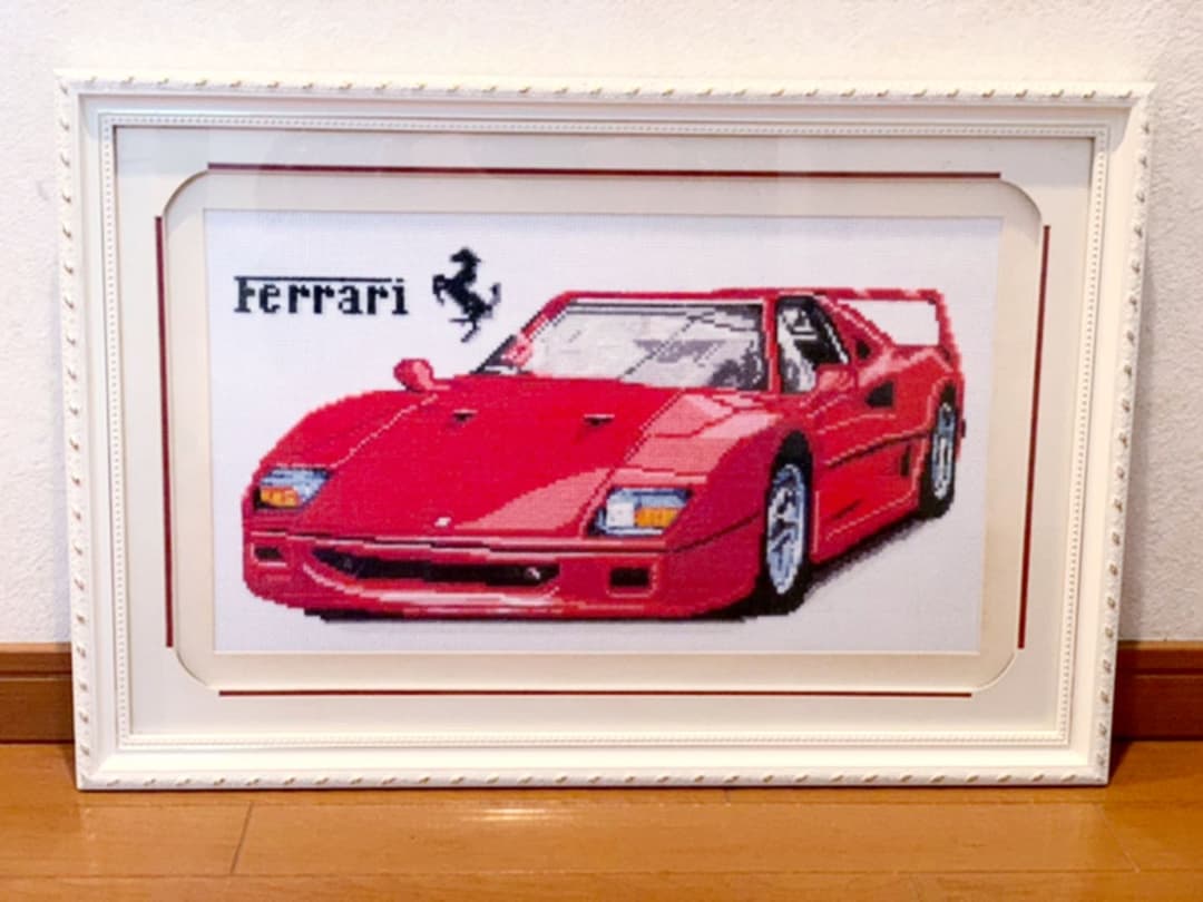 【超貴重！】額縁付き クロスステッチ（フェラーリ）60cmx40cm 額縁付き