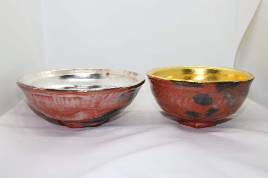 佐々木松楽 金銀 嶋台茶碗 金銀茶碗 茶道具 楽焼 共箱