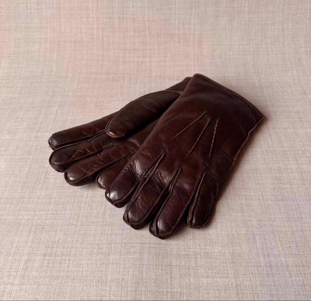 DENTS デンツ ラビットファー レザーグローブ ブラウン