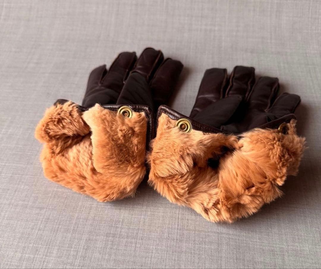 DENTS デンツ ラビットファー レザーグローブ ブラウン