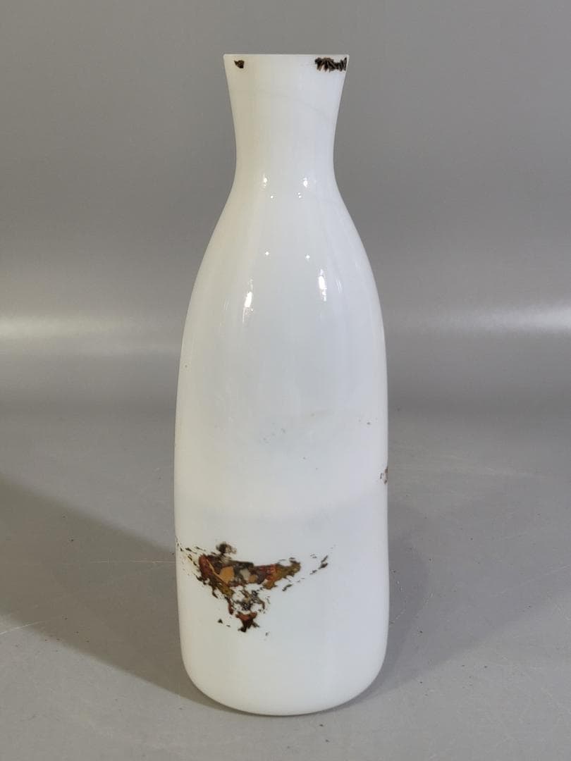 白色 江戸硝子 瓶 古美術 DT432