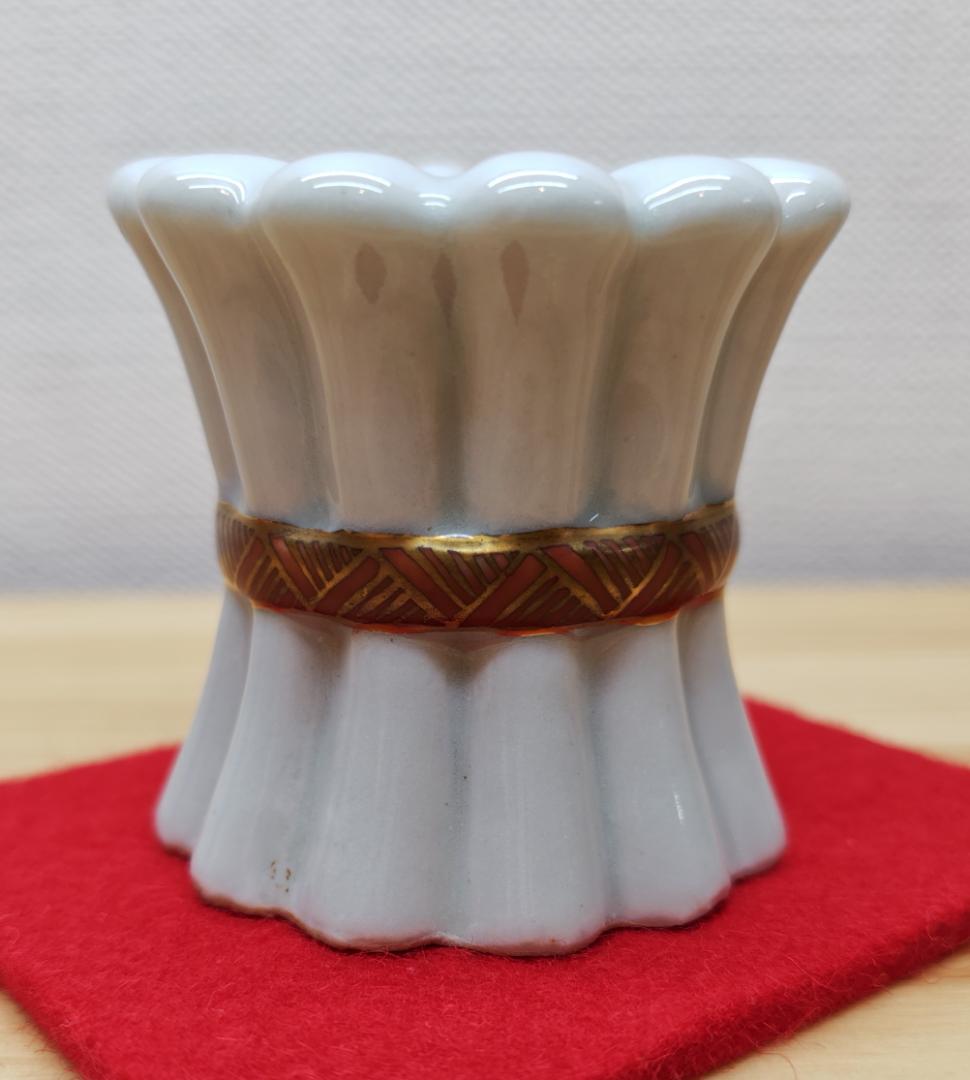 送料込【逢絢亭】茶道具 蓋置 九谷焼 菊の形 矢口永寿 共箱入り