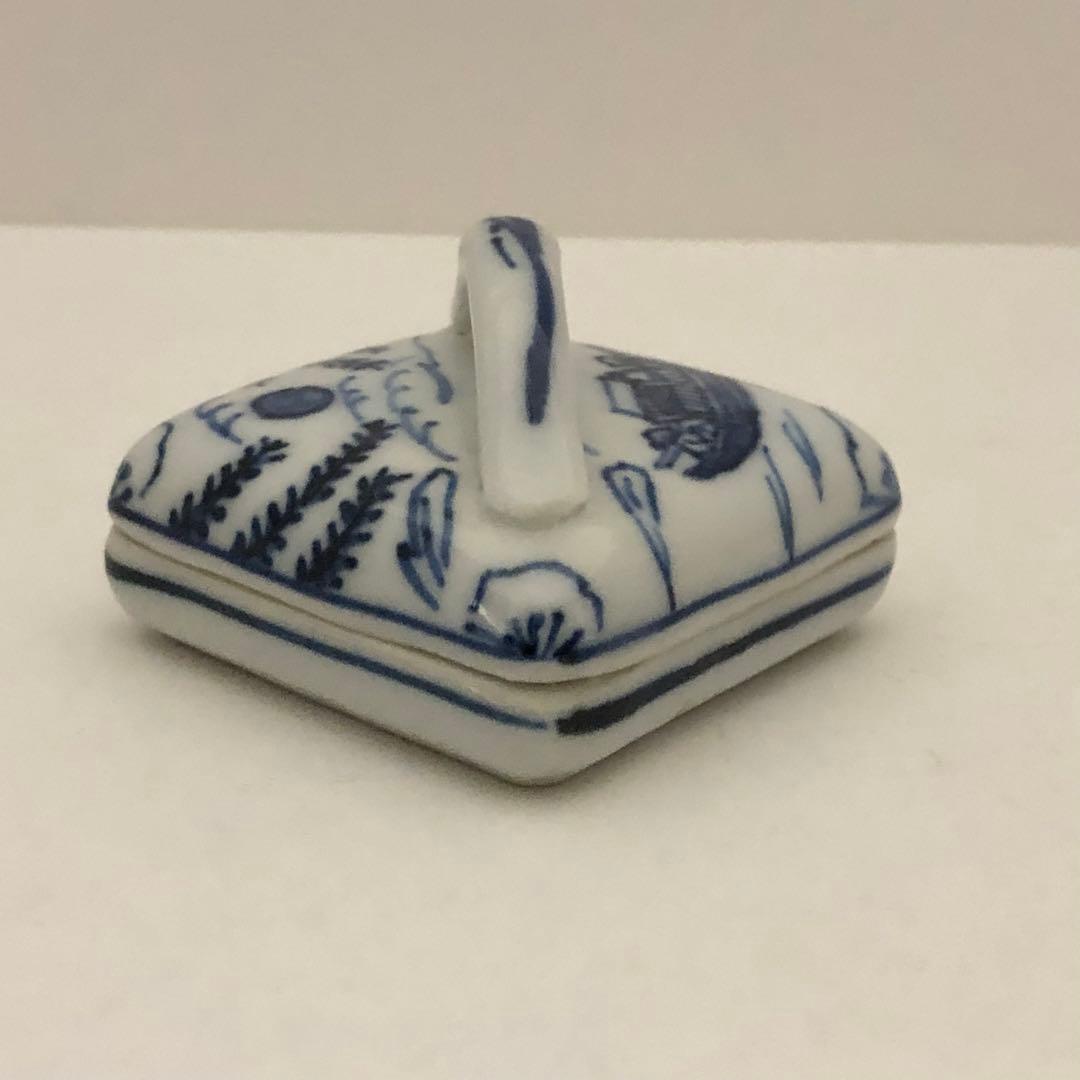 茶道具 九谷 須田菁華 染付 隅田川香合 青華 共箱 茶道