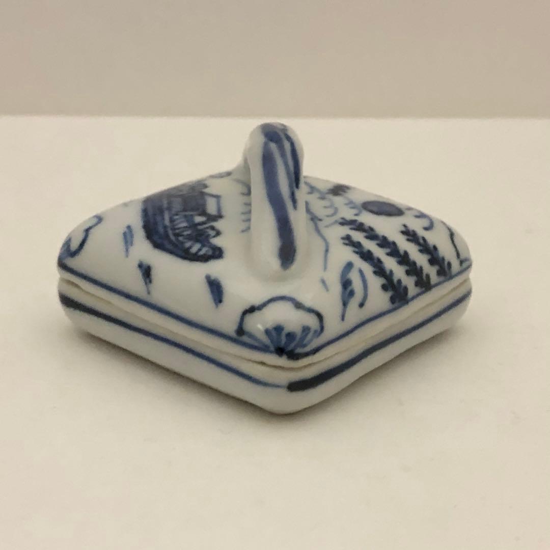 茶道具 九谷 須田菁華 染付 隅田川香合 青華 共箱 茶道