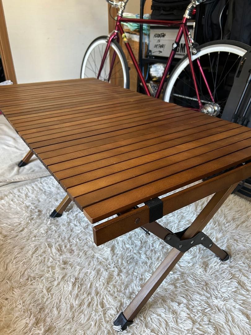 Hilander ウッドロールトップテーブル ダークブラウン