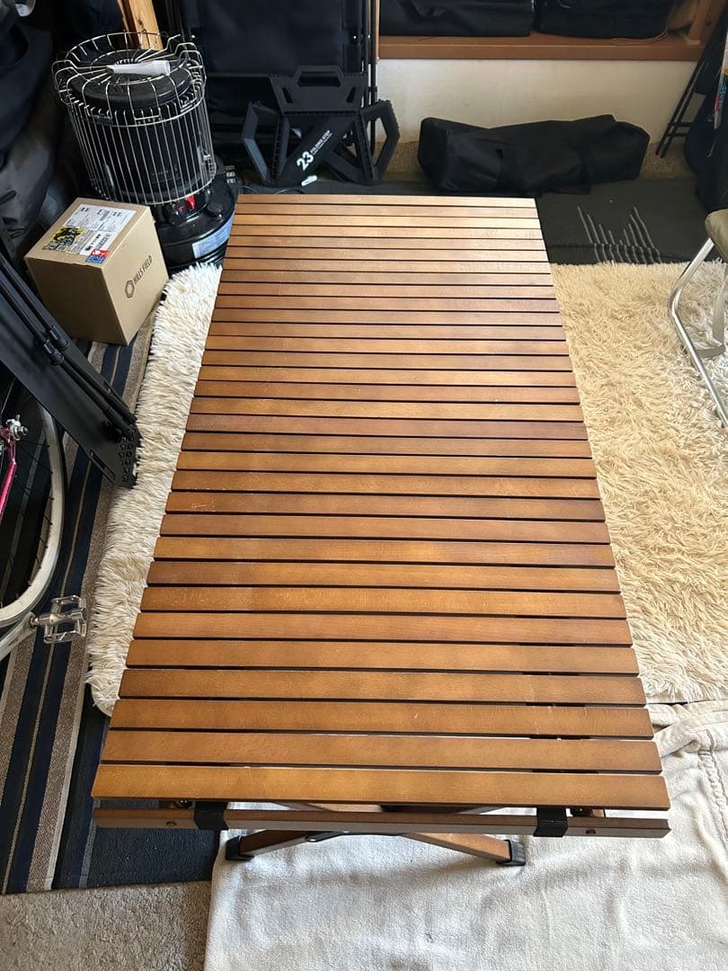 Hilander ウッドロールトップテーブル ダークブラウン