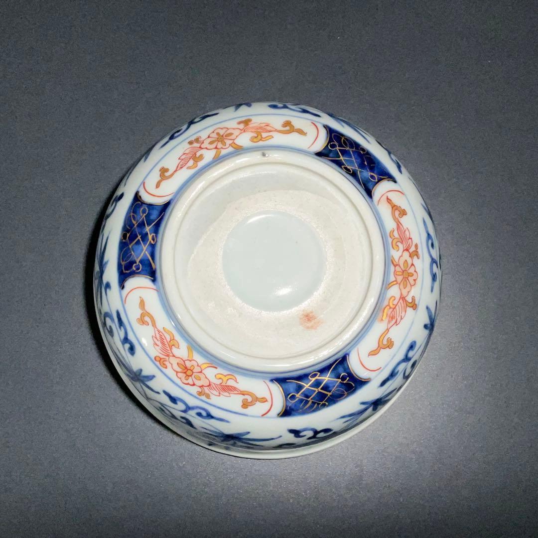伊万里金襴手唐花図鉢Φ17㎝　骨董　古伊万里　江戸幕末　6R0919w1ダA