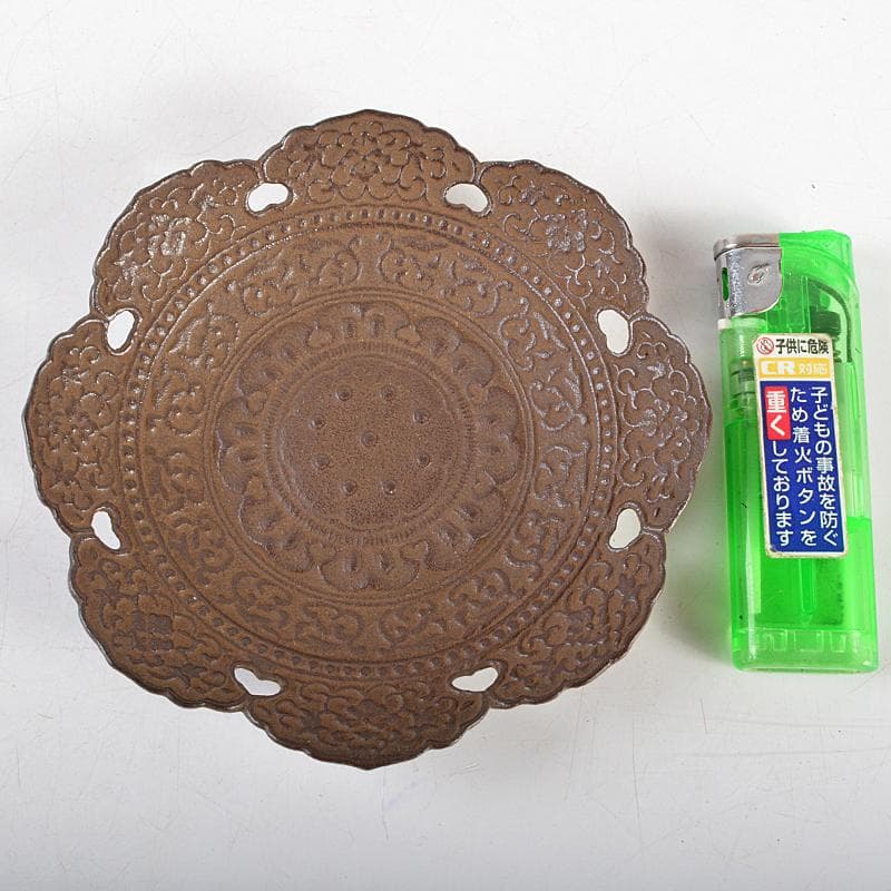 南部鉄器　鈴木盛久造　模中尊寺国宝　天蓋　茶托　五客　共箱　M　R5872