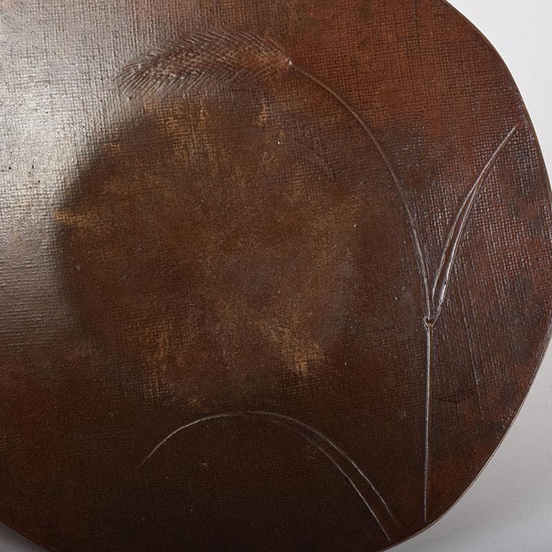 煎茶道具　蝋型鋳銅　正作　草文茶托　五客　共箱　M　R8526