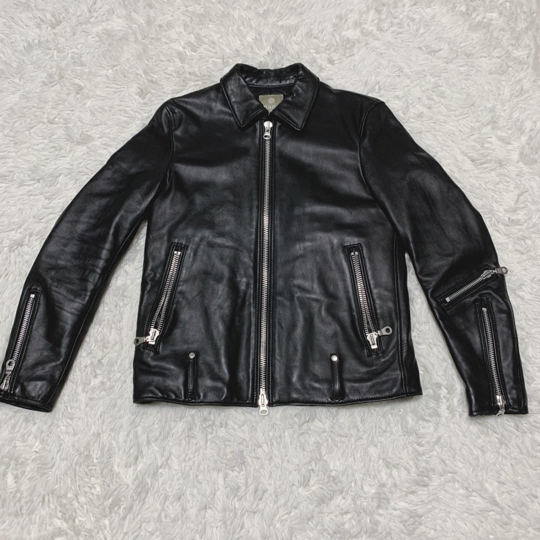 【極美品】ナノユニバース ライダースジャケット ラムレザー キルティング M