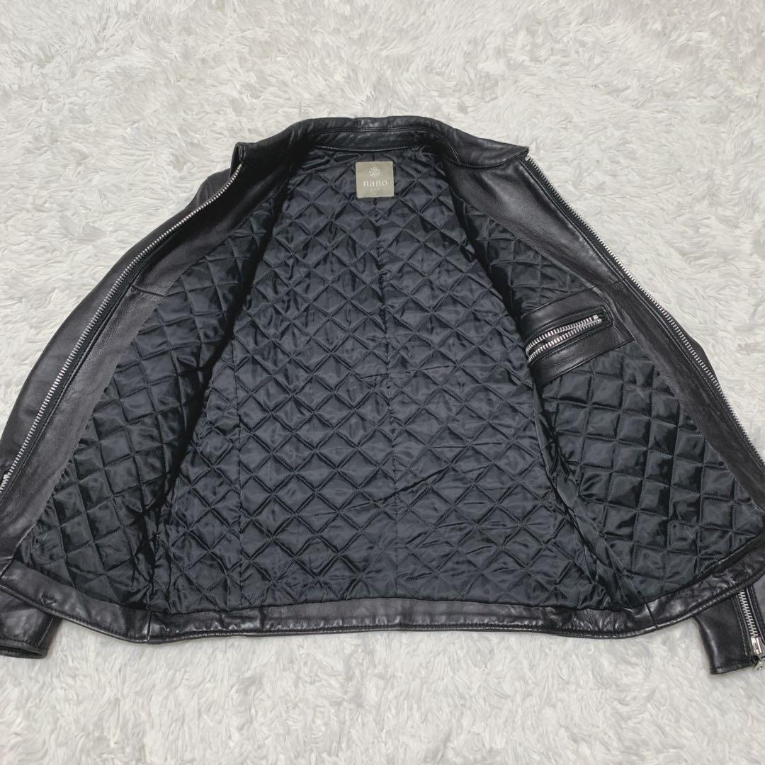 【極美品】ナノユニバース ライダースジャケット ラムレザー キルティング M