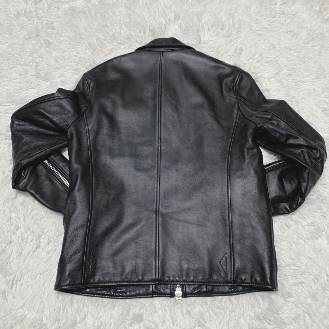 【極美品】ナノユニバース ライダースジャケット ラムレザー キルティング M