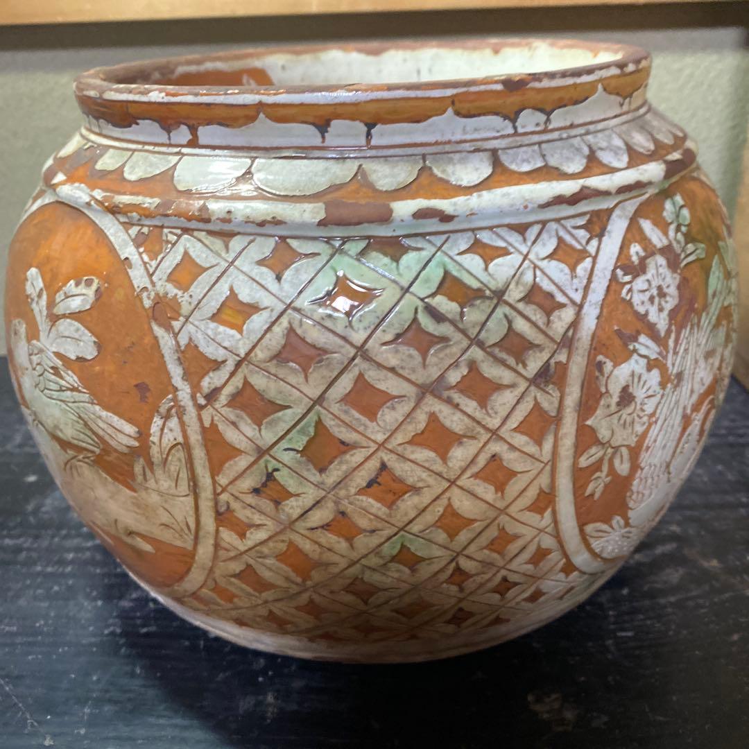 中国古玩　鳥華図花瓶　23cm18cm