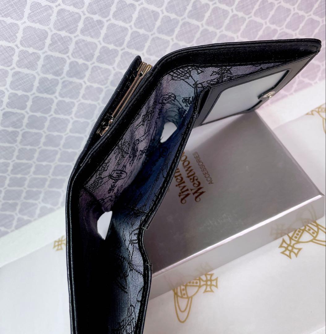 【新作✩内柄も素敵】Vivienne Westwood 三折財布 マット 黒