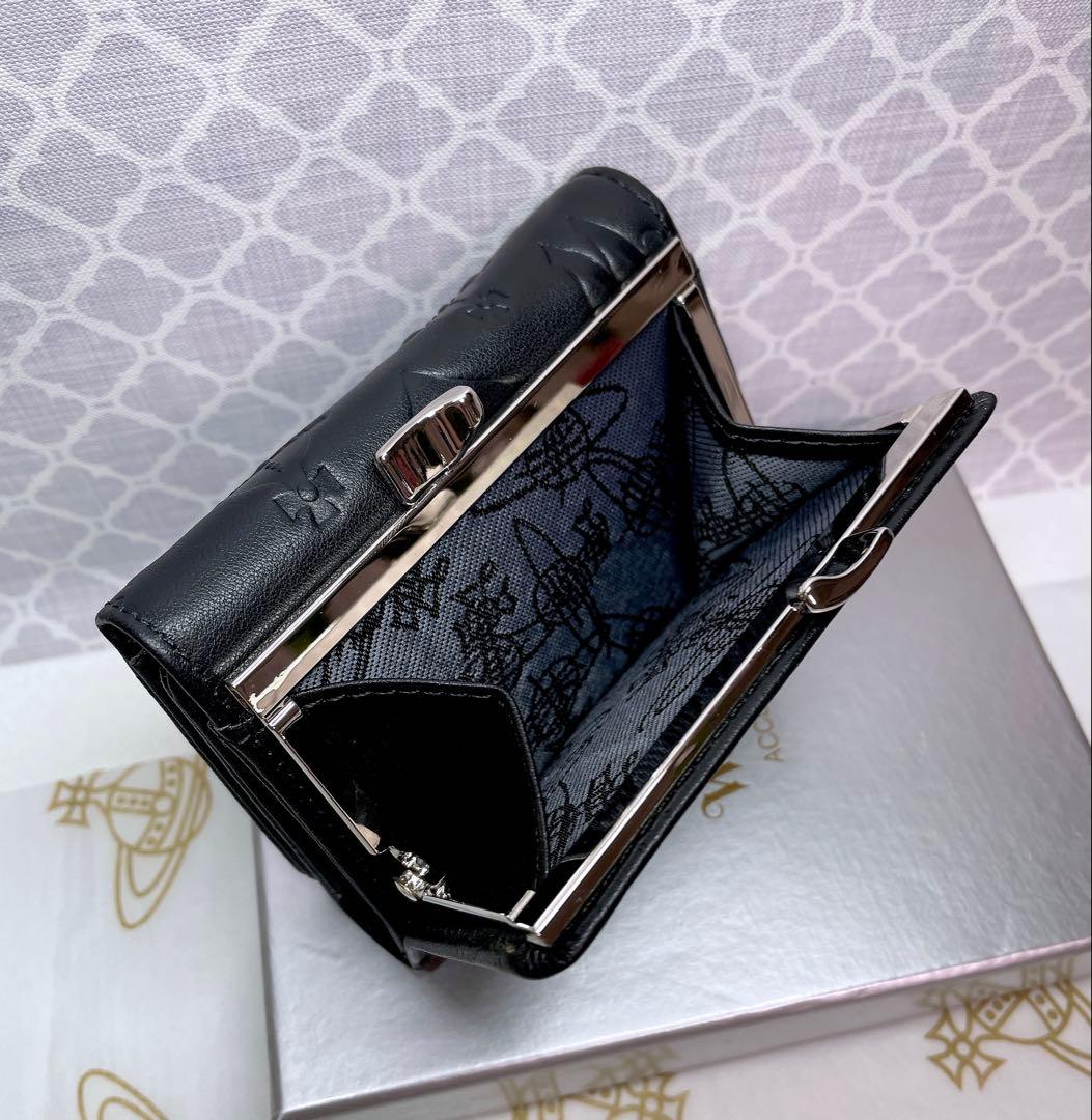 【新作✩内柄も素敵】Vivienne Westwood 三折財布 マット 黒