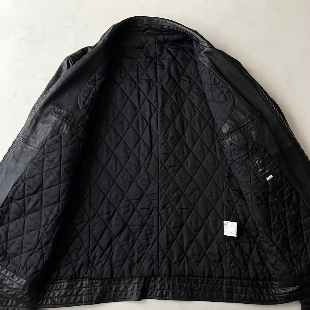 ノーリーズ レザージャケット 羊革 ブラック 黒 Wジップ L ラムレザー