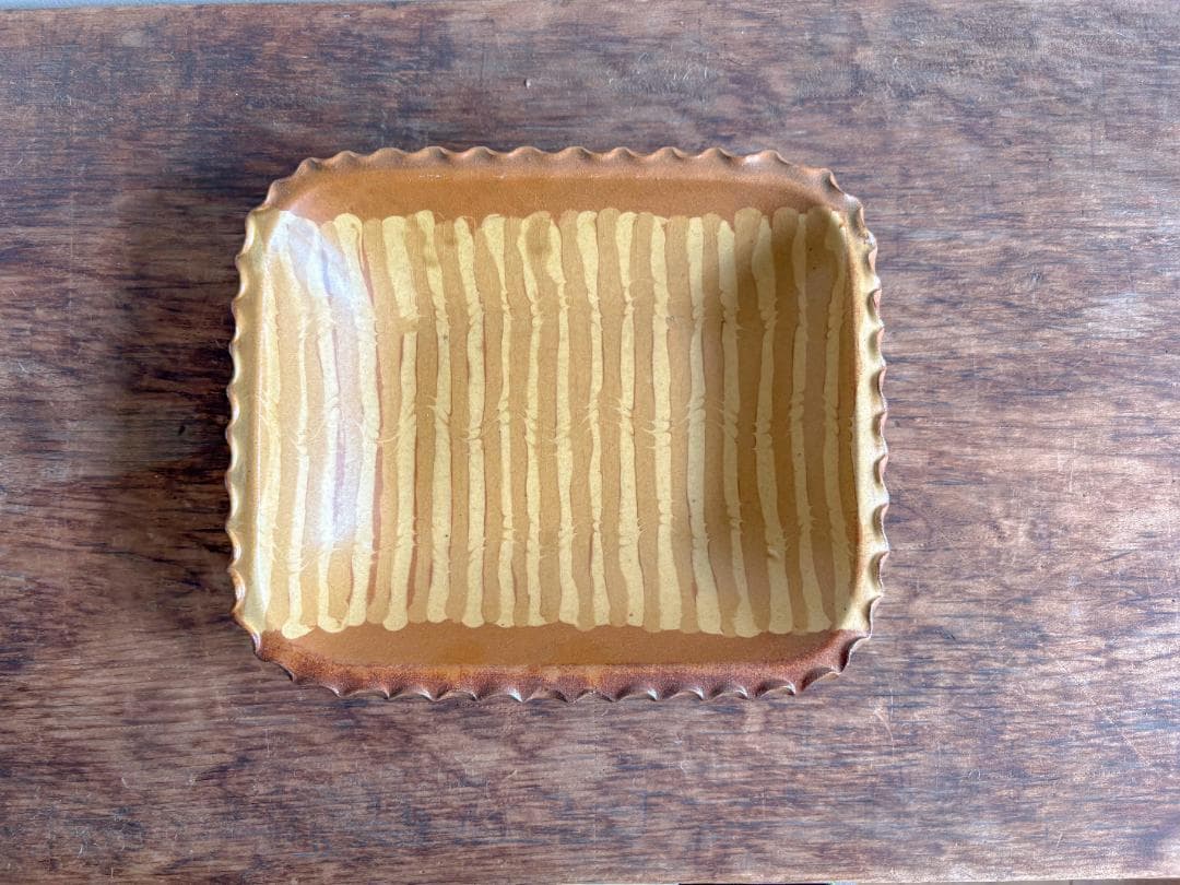 値下げ　湯町窯　スリップウェア角皿　デッドストック　古民藝　未使用品