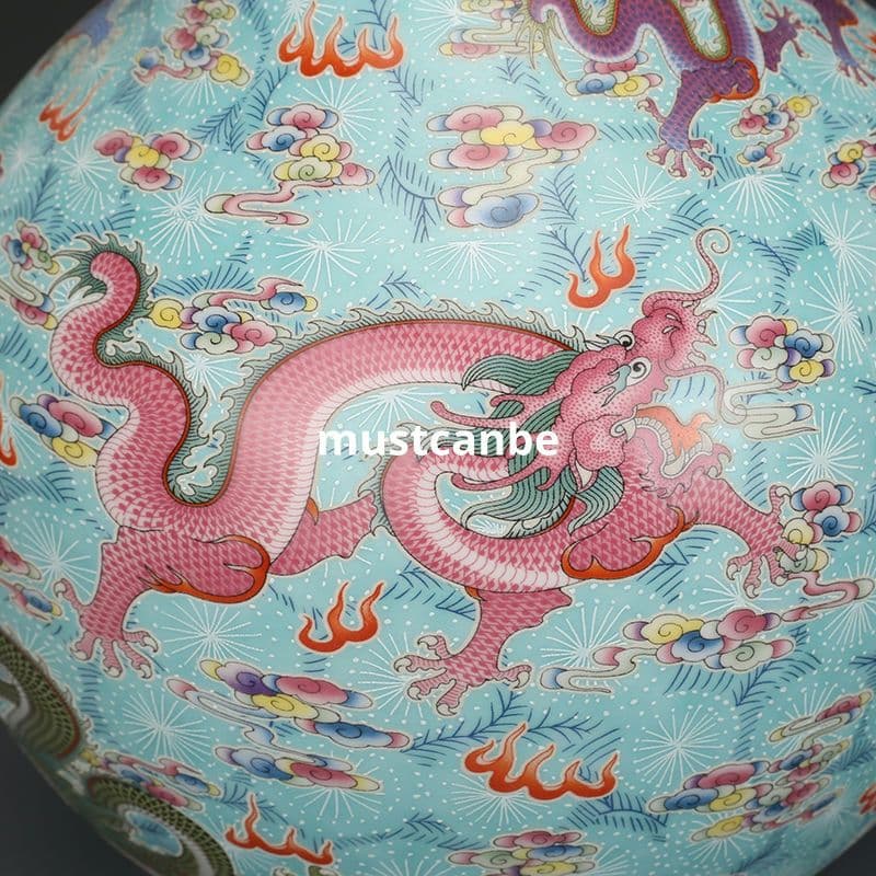 清雍正琺瑯彩竜紋帯夜光賞瓶 景徳鎮 陶磁器 装飾品 現代工芸品美術品 置物