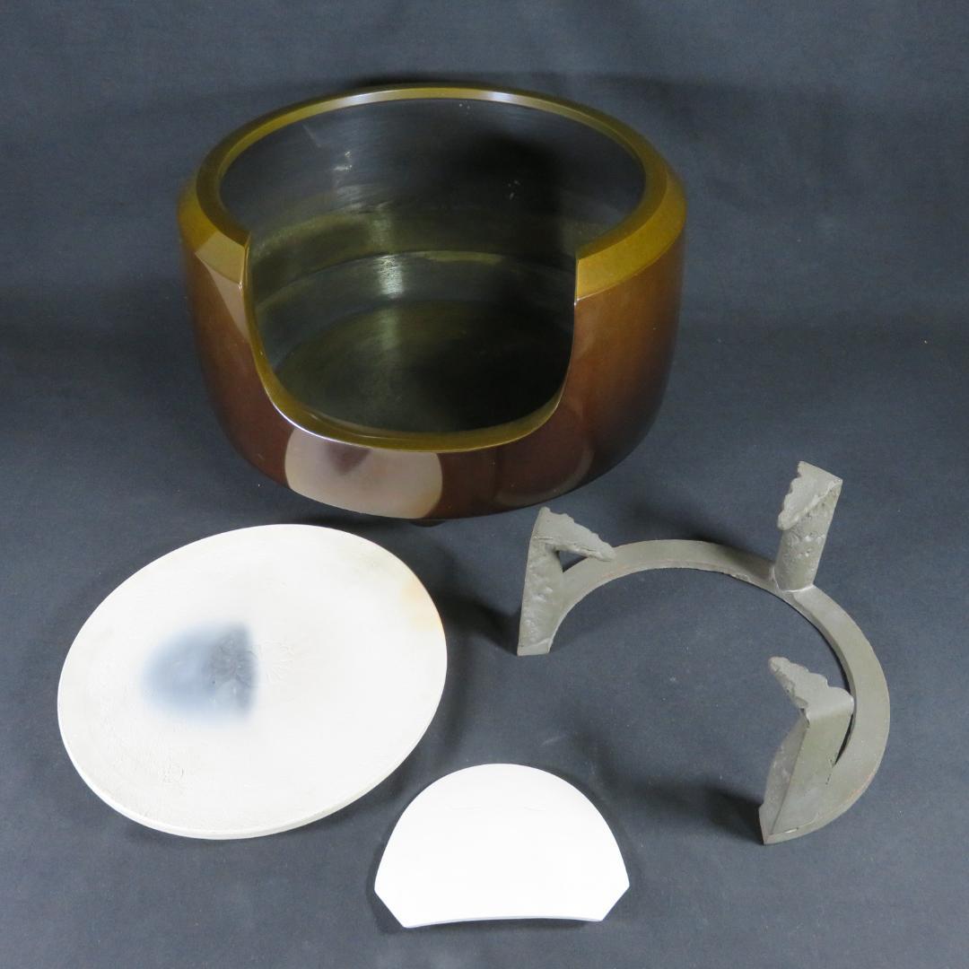 風炉 鬼爪 敷瓦 前瓦 法伝 茶道具 銘 五徳 銅 鉄