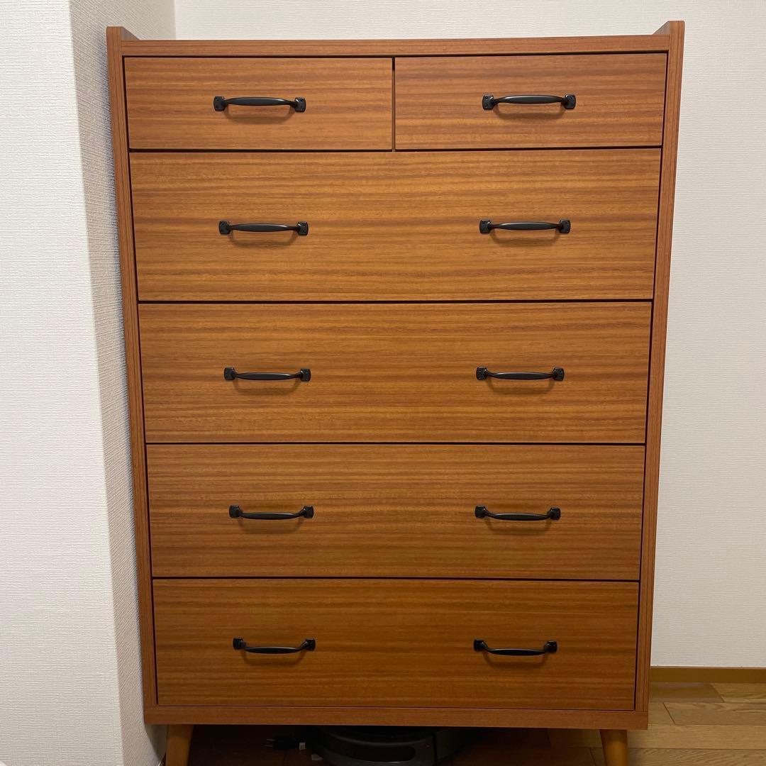 木製チェスト 7段 ブラウン