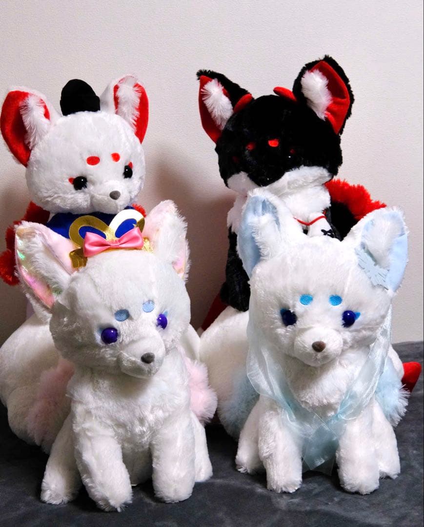 【タグ付き】ちょコンと九尾さま BIGぬいぐるみ 4匹セット 狐 アミ
