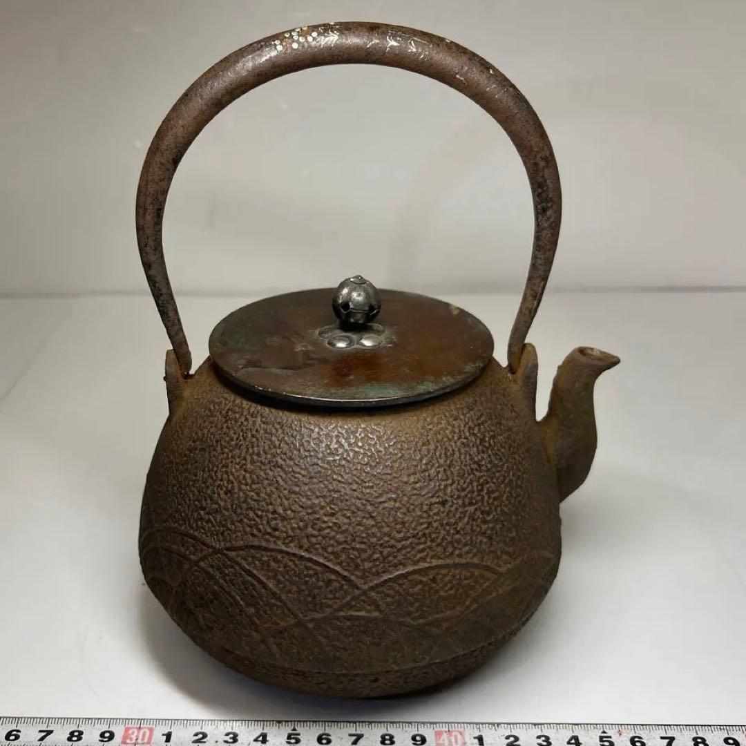 龍文堂　在銘　銀象嵌　鉄瓶　1449g タルサ　東さ7-1201☆2F