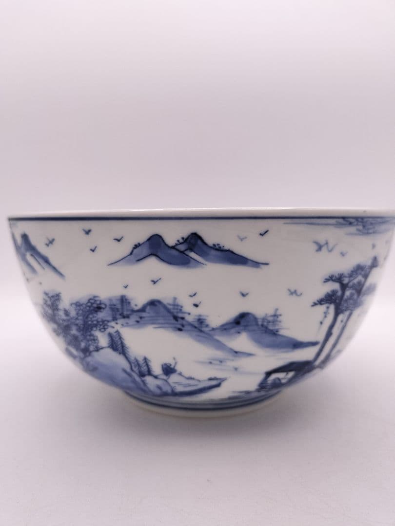 c601 菓子鉢 染付山水 川瀬白鳳 木箱 茶道具 古物