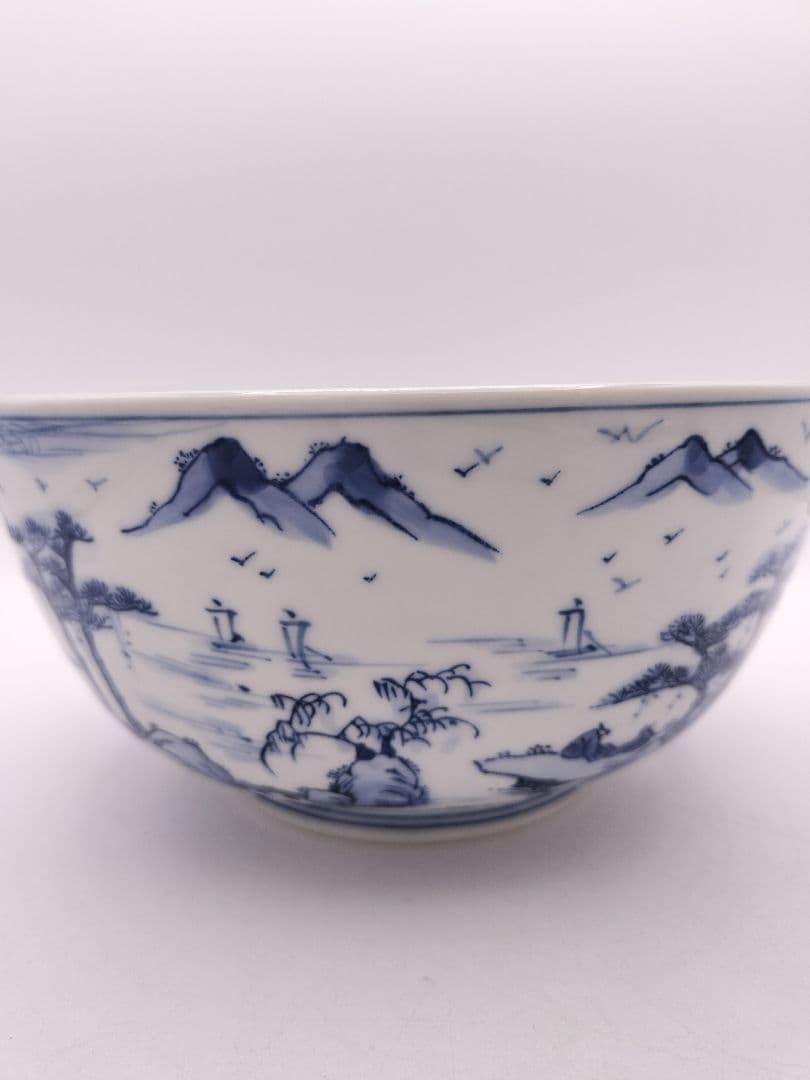 c601 菓子鉢 染付山水 川瀬白鳳 木箱 茶道具 古物