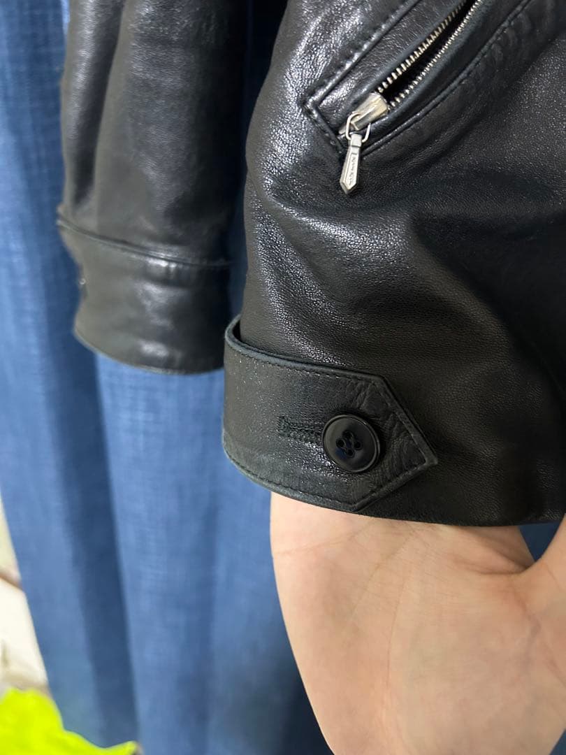 アニエスベーオム　レザーシングルライダースジャケット