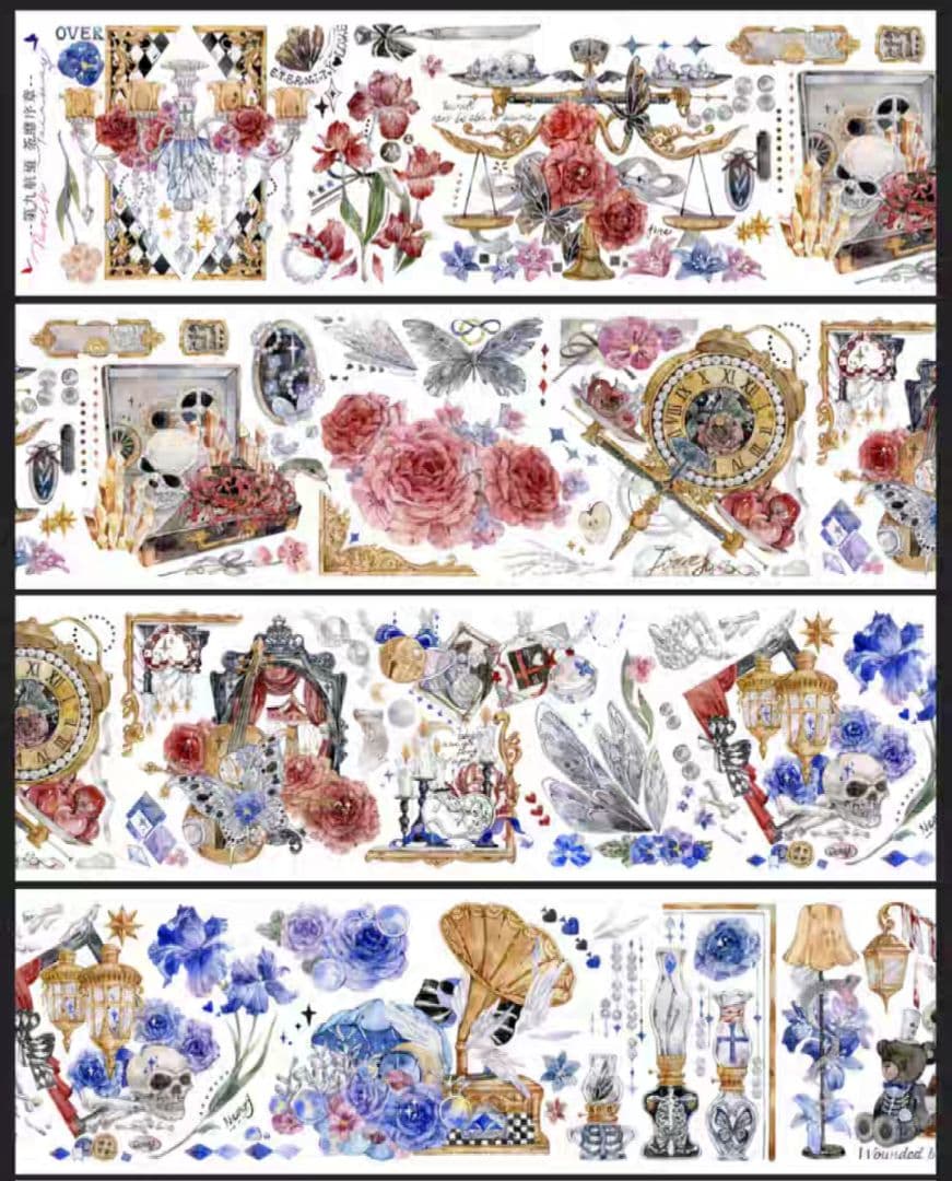 巻売 616★ 海外 マスキングテープ マステ PET 装飾 花 蝶 熊 贝壳光